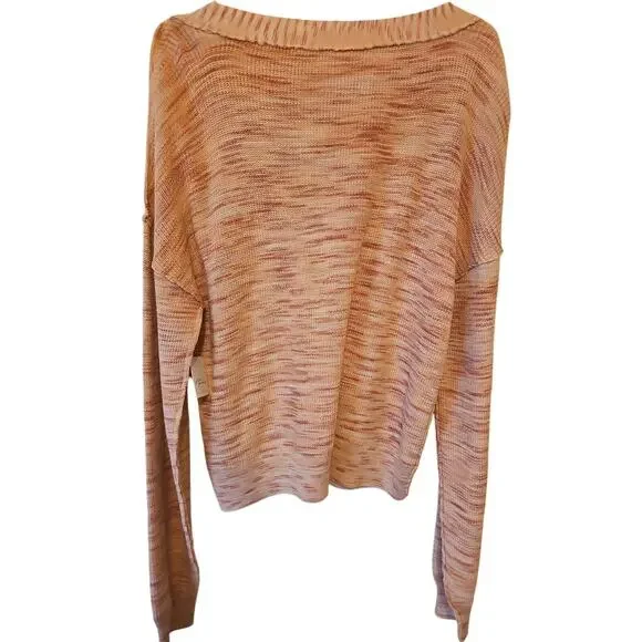 Free People Mercury‎ Heathered Henley V Neck Long Sleeve Sweater Women’s Size M - Picture 4 of 9